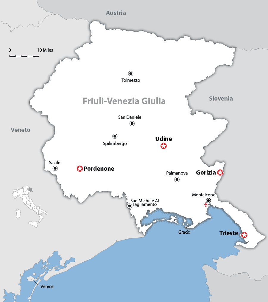 Map of Friuli Venezia Giulia